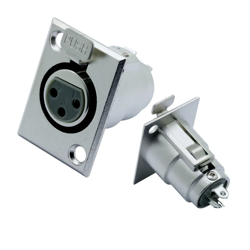 

100pcs XLR connector YS1K3F2 Nickel Plated 3pin XLR Female jack panel mount connector Speaker powercon plug wire connector