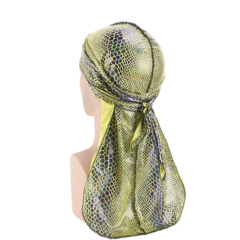 Унисекс с крокодиловым принтом шелковистые тюрбан шляпы парики Durags Doo Rag головной