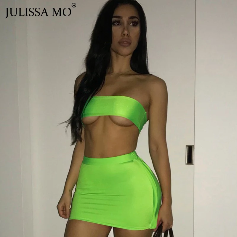 Женское неоновое мини-платье JULISSA MO с лямкой на шее и открытой спиной комплект из