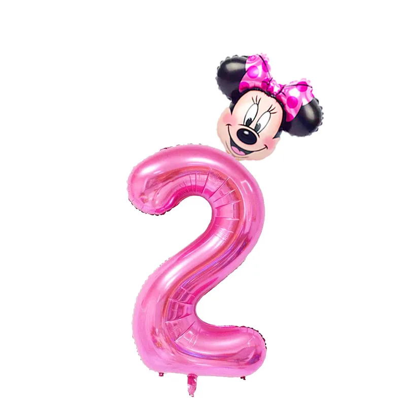2 шт./лот 40 дюймов розовый и голубой номер Фольга надувные шары Mickey воздушный шар "Минни" Рисунок От 1 до 5 лет детская футболка для мальчиков и девочек, День рождения деко