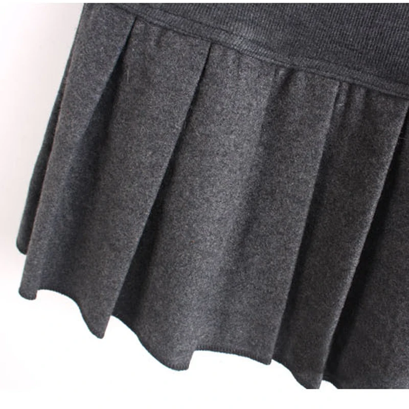 

Jinsen Aite New Autumn Winter Women Skirts Thicken Empire Waist Shorts Woolen Skirts Black Solid Slim Pleated Vestidos JS382