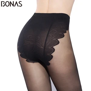 Колготки женские BONAS 15D, бикини с бабочкой, промежность, пикантные дышащие, нейлоновые, летние