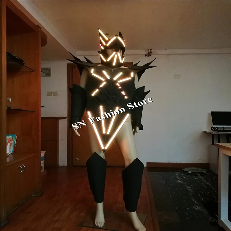 AS90 Ballroom dance led costumes robot costume men women stage model show wear party bar dress dj disco cosplay cloth helmet | Дом и сад