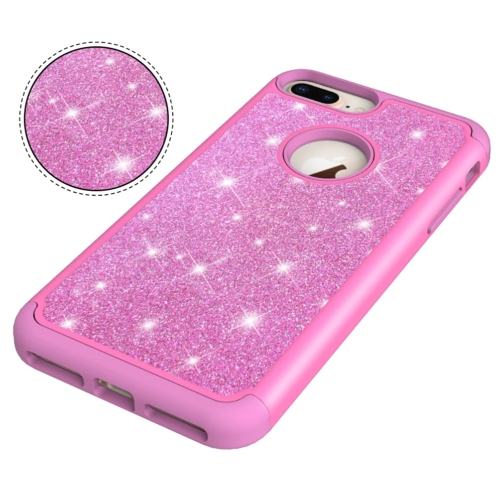 Сверкающие Гибридный Силиконовый Шикарный чехол для телефона Жесткий Мягкая ПК