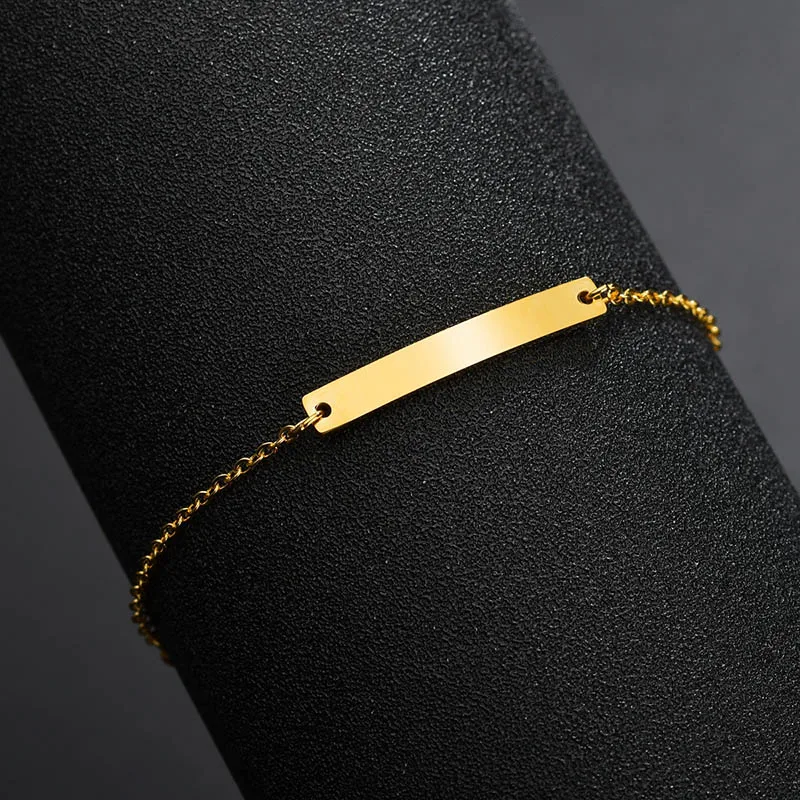 gold color Дизайн нержавеющая сталь Пользовательское Имя ID бар браслет для мальчиков и девочек золотой цвет Шарм Детские Браслеты Лучшие друзья подарок - Окраска металла: gold color