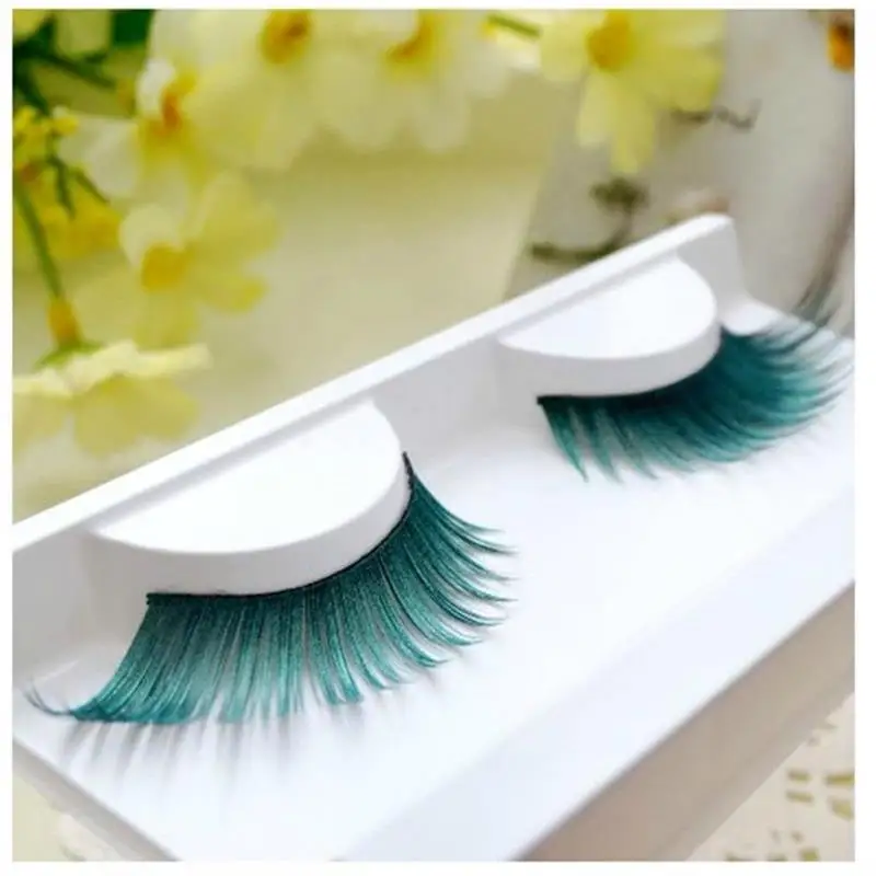 

1 pairs Beautiful Green exaggerated 3D art false eyelashes eye tail stretch section stage catwalk photography nightclub PC10