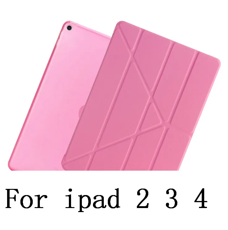 Официальный чехол для Apple ipad 4 3 2, YCJOYZW-PU кожаный чехол+ ТПУ Мягкий умный Авто спящий окруженный чехол для ipad 2 ipad 3 ipad 4 - Цвет: Pink YH 234  BX T