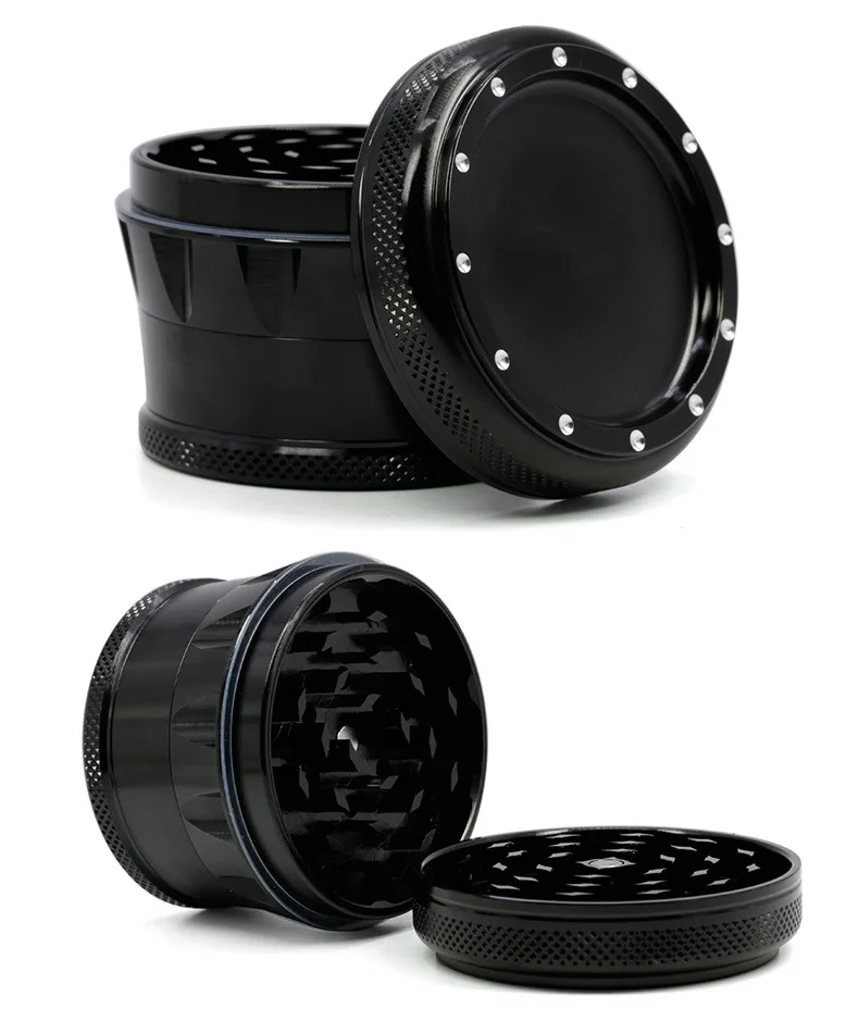 New 4 Parts 69mm Aluminum Alloy Tobacco Smoke Herb Grinder Hand Crank Muller Mill Pollinator Shisha Hookah Pipe wholesale