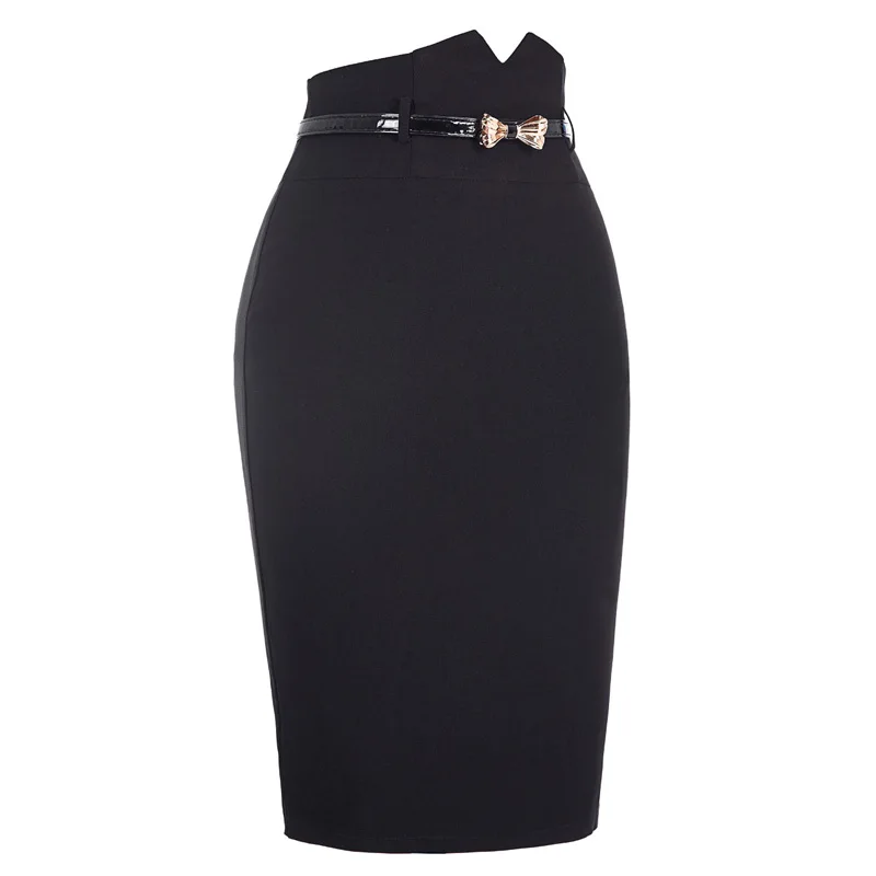 Высокая Талия Женщины Юбка Карандаш Faldas 2016 Мода ПР Slim Fit Bodycon Бизнес Износ Ремня