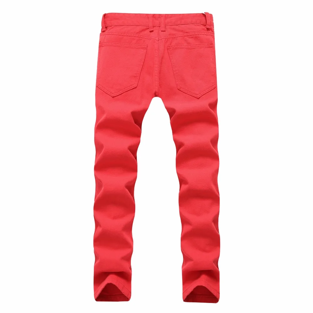 Yiquanyimei новые модные красные рваные джинсы мужские узкие мужчин Distressed Jean Брюки для