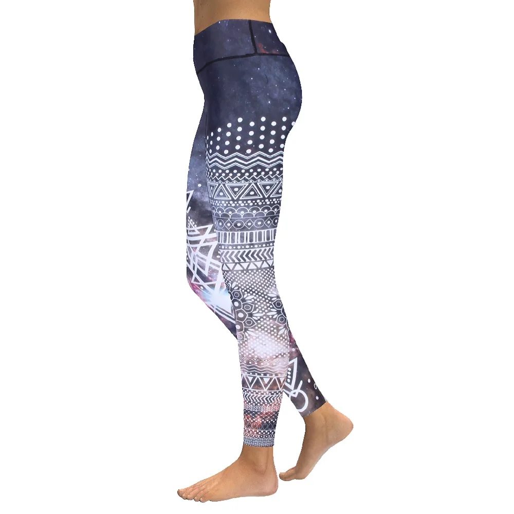 JIGERJOGER Brown Galaxy Aztec printed Women's yoga Leggings high Rise cropped pant fitness compression tights free drop shipping |