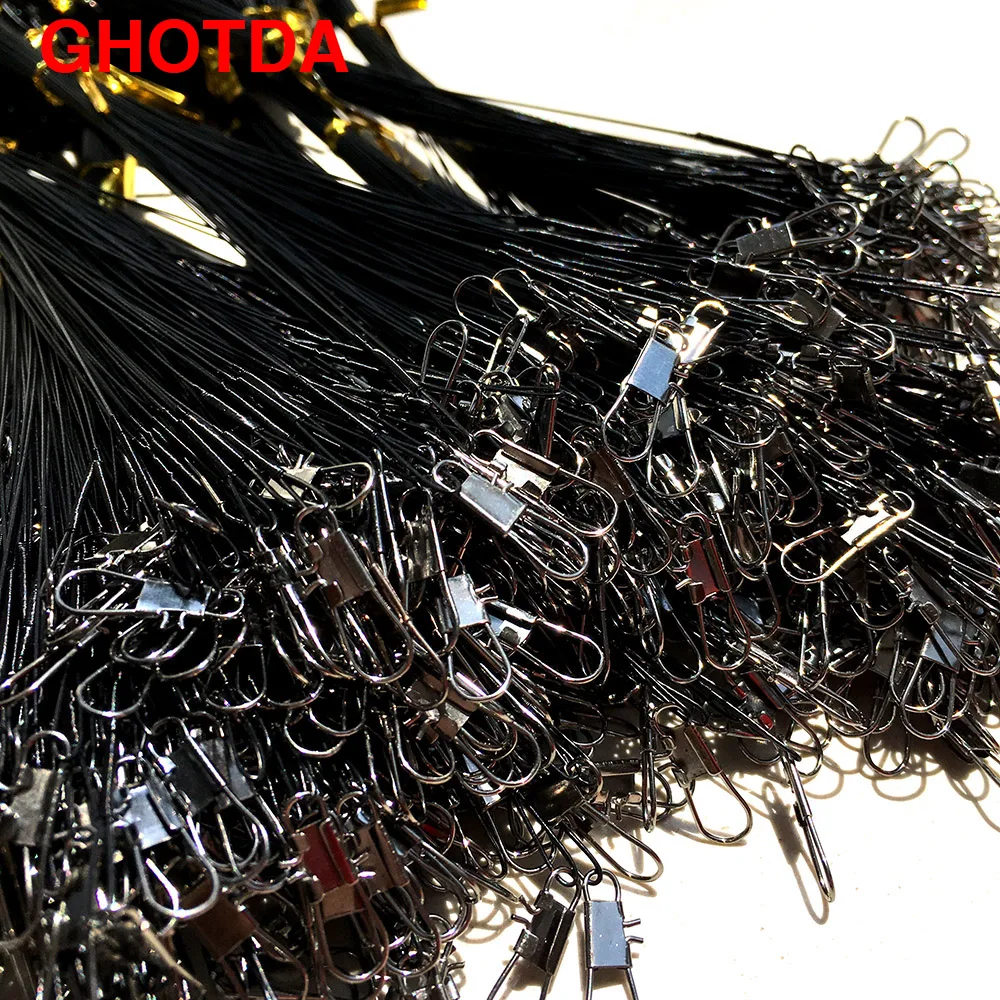

20 Pcs/lot 15cm 20cm 24cm 30cm Fishing Line Steel Leader With Swivel Fishing Wire