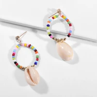 fashion natural sea shell drop earrings women brincos handmade multicolor earrings statement jewelry colored beads women gifts