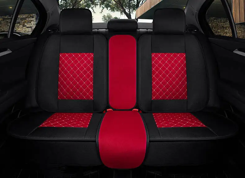 Red back row Льняные Чехлы для автомобильных сидений, вся летняя Подушка, посылка, всесезонный универсальный чехол для автомобильных сидений, тканевый комплект, специальный cush - Название цвета: Red back row