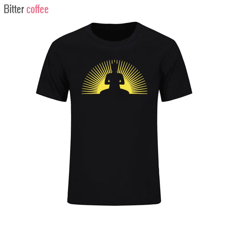 

Summer Hot Sale Men Fashion O-neck Short sleeve Under Shirt Punk Buddha SUN Printing High Quality Cotton T shirts European Size