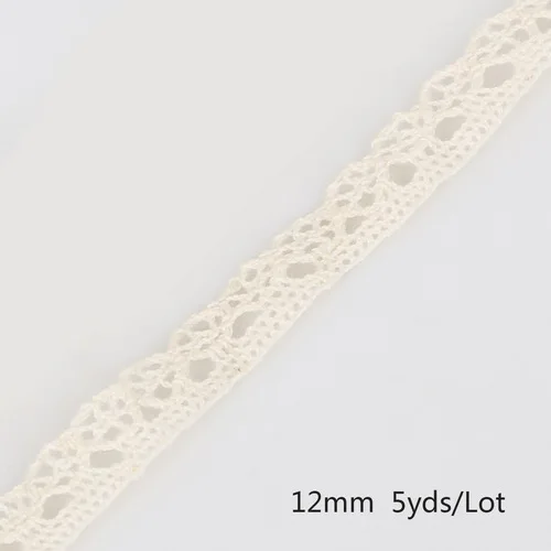 Ivory17 12mm 5 ярдов/партия, белые, черные, бежевые хлопковые кружева, отделка, сделай сам, домашняя одежда, края, обертывание, хлопок, лента, хлопок, материал - Цвет: Ivory17 12mm