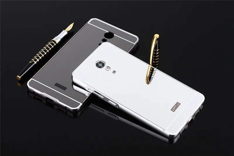 For Lenovo P2 Case 5.5 inch Luxury Aluminum Frame Gold Mirror Phone Case For Lenovo Vibe P2 P 2 P2C72 Phone Cover Coque capa