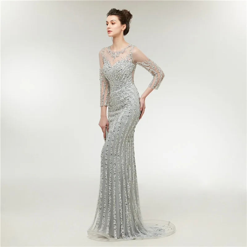 Женское вечернее платье с длинным рукавом Элегантное Длинное большого размера