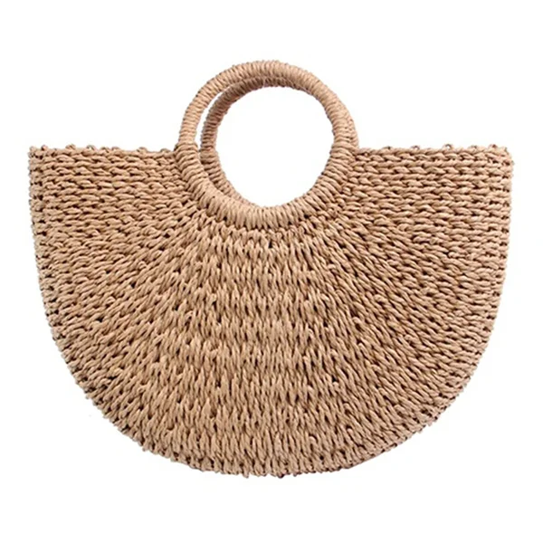Style 3-Khaki Винтажная соломенная сумка, круглые сумки из ротанга, летние сумки ручной работы, Тканые Пляжные женские сумки через плечо, богемные женские дорожные сумки - Цвет: Style 3-Khaki