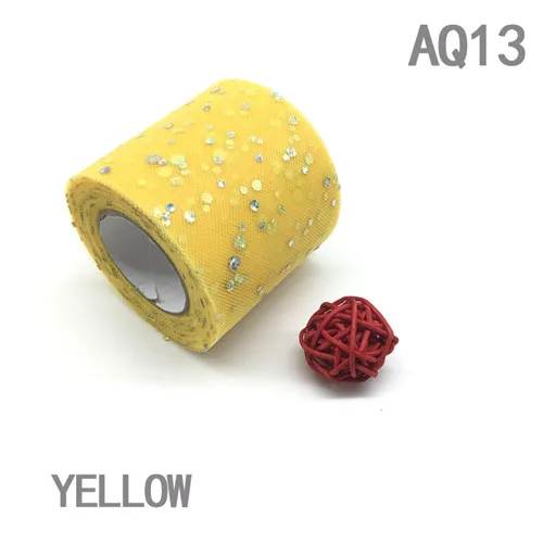AQ13 YELLOW Блестящая блестящая Тюлевая рулон 25 ярдов ширина 6,5 см катушка пачка Свадебная отделка органзы лазерные поделки товары для дня рождения - Цвет: AQ13 YELLOW