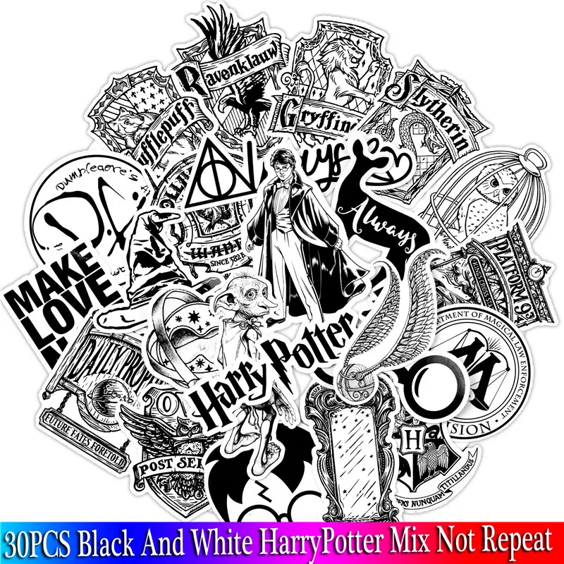 30 шт. в упаковке белые и черные наклейки Гарри Набор наклеек для детский Багаж