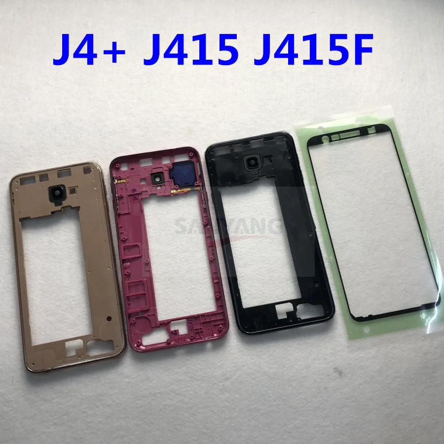 Средняя рамка Корпус рамка для samsung Galaxy J4+ J4 plus J415 J415F SM-J415F SM-J415FD средняя пластина боковые кнопки наклейка