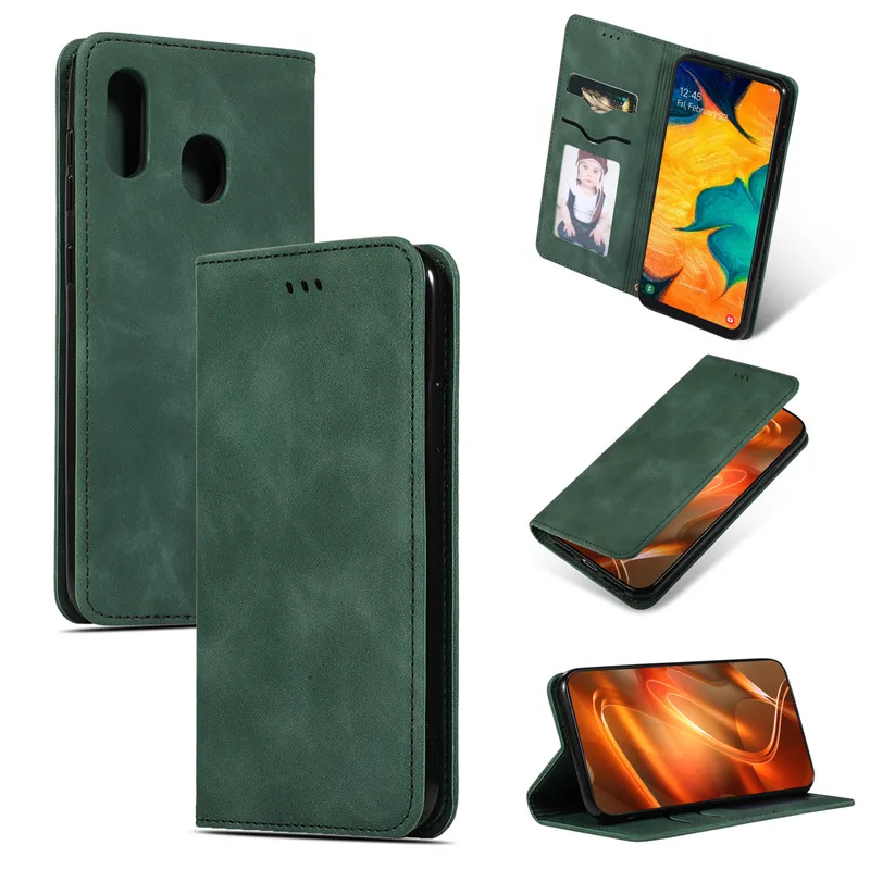 Роскошный чехол из искусственной кожи чехол для samsung Galaxy S8 S9 S10 S10E J4 J6 рlus Lite A5 A7 A8 A9 A10 A20 A30 A40 A50 A70 M10 M20 крышка - Цвет: Green