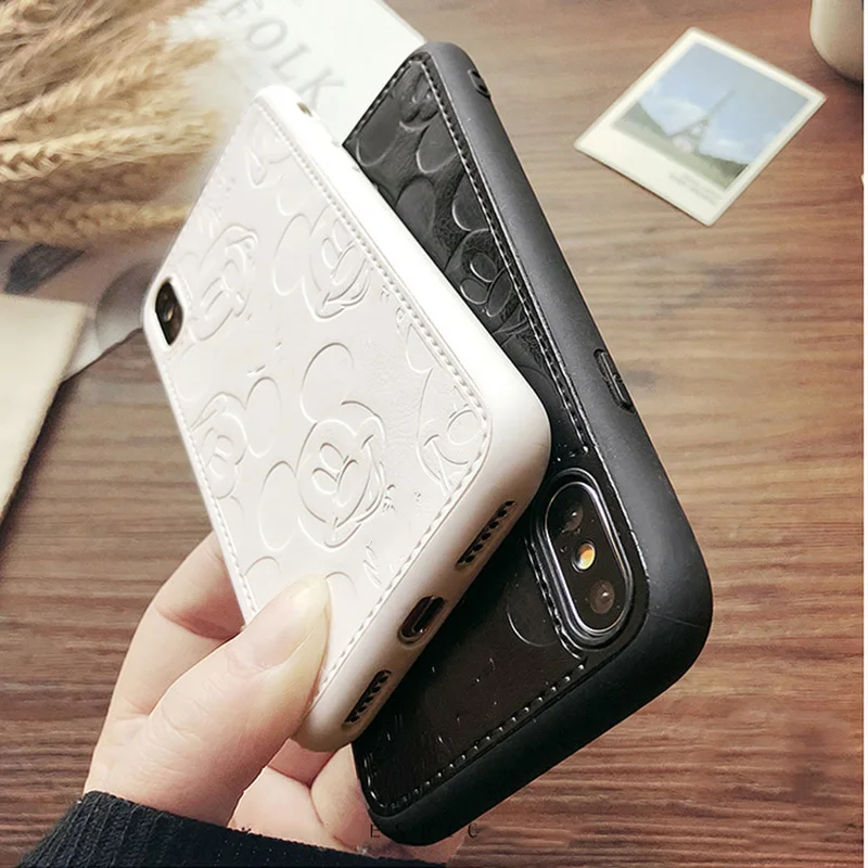 Роскошный чехол для телефона из искусственной кожи с Минни Маус для iPhone 6S 7 8 Plus 7plus 8plus Мягкий силиконовый чехол для iPhone 11 Pro MAX X XR 11Pro Coque