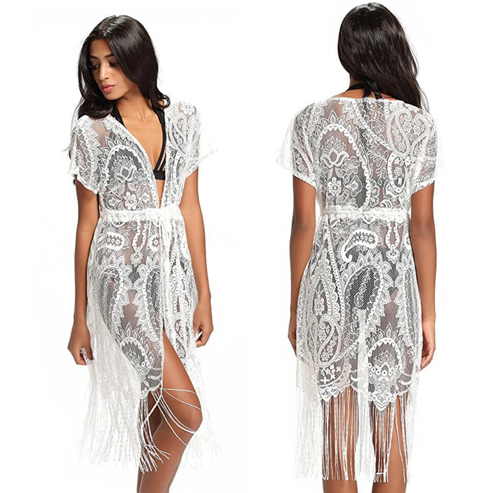 Dress Beach Lace Long Bikini Cover Up Bathing Suit Wear For Women 2018 Outings BK39007 |