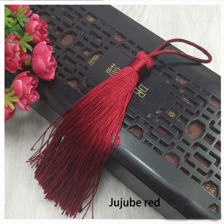 Jujube red 2 шт./лот, 12 см, висячая веревка с кисточкой, шелковая бахрома, декоративные кисточки для шитья штор, одежда, аксессуары для украшения дома - Цвет: Jujube red