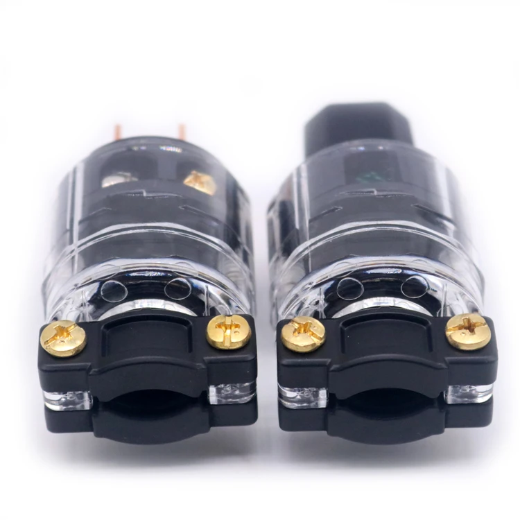XSSH аудио Красный медный прозрачный корпус DIY 15A 125V AC мощность Электрический мужской разъем IEC штепсельная вилка стандарта США