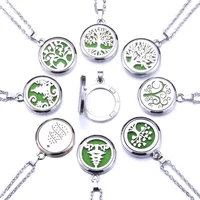 tree of life aroma box necklace stainless steel aromatherapy essential oil diffuser perfume box locket pendant jewelry christmas