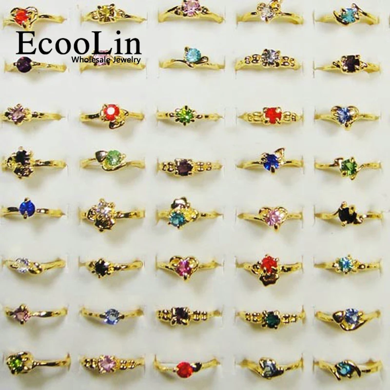 500pcs Wholesale Lots Jewelry Ring Women Rings Rhinestone Gold Rings New free shipping RL119