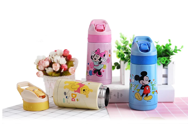 Disney Children's Thermal Cup Take a straw cup Stainless steel kettle for pupils Leakproof Cartoon Lovely 6-12 hours | Дом и сад