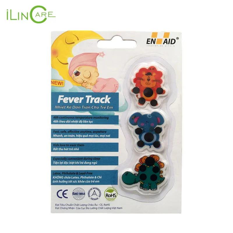 Ilincare 3 шт. уход за ребенком мультфильм животных лобные Термометры стикер lcd Цифровая лента Высокая температура тела Детский термометр Termometro