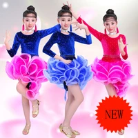 childrens long sleeved latin dance costume girls latin dance skirt competition performance clothes exercise clothes tango dress