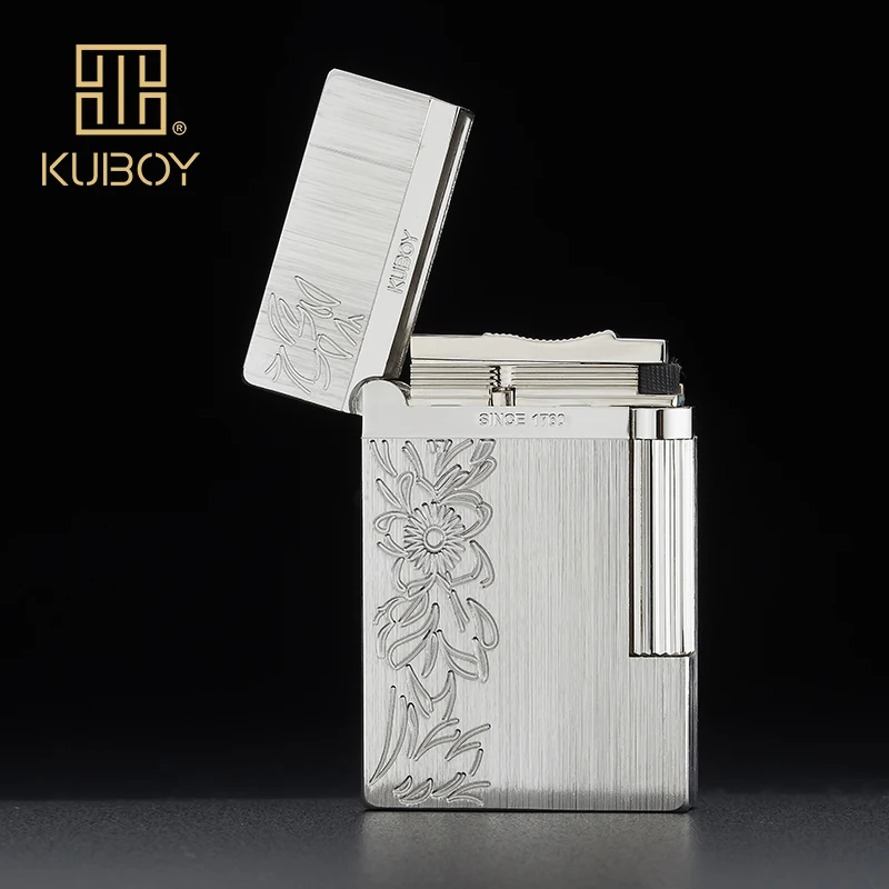 

Высококачественная брендовая газовая зажигалка KUBOY, белый матовый никель, металлическая ветрозащитная зажигалка для мужчин, деловые подар...