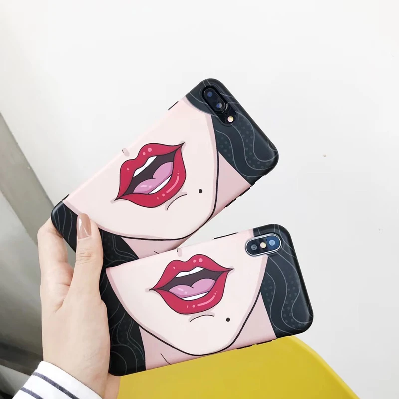 Phone Case Accessories Cover For iPhone 6 6s 7 8 plus x Sexy Girl red Lips Silicone Back for XS XR XSMAX case |