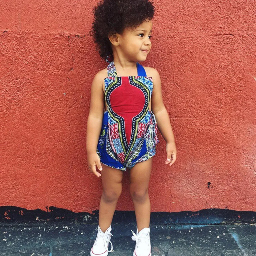 Детская одежда для маленьких девочек; африканский безрукавный комбинезон с принтом; повязка на голову; одежда для маленьких девочек; комбинезон для новорожденных; одежда для малышей; лето г