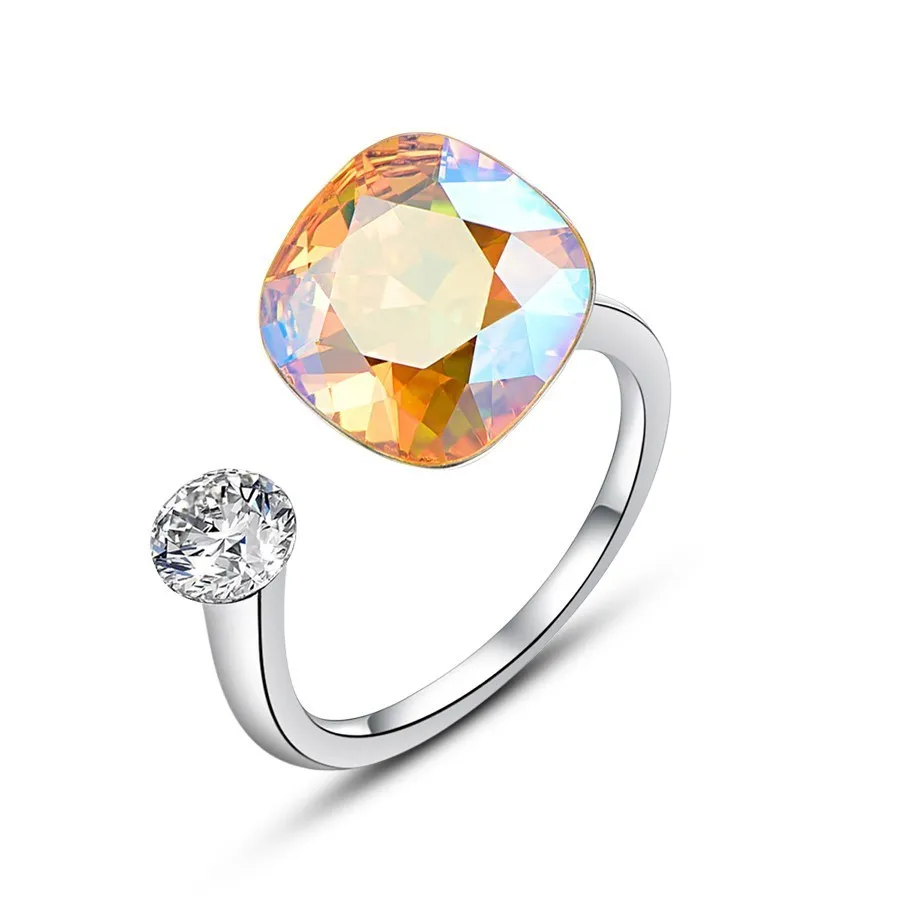 226 Новые цветные открытые кольца с кристаллами SWAROVSKI для женщин, модное элегантное кольцо для свадебной вечеринки, ювелирные аксессуары, подарок для мамы и девочки - Цвет основного камня: 226