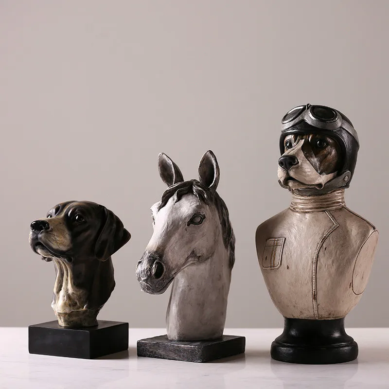 2017 Новый европейский стиль старых собак может бюст украшение из смолы голова