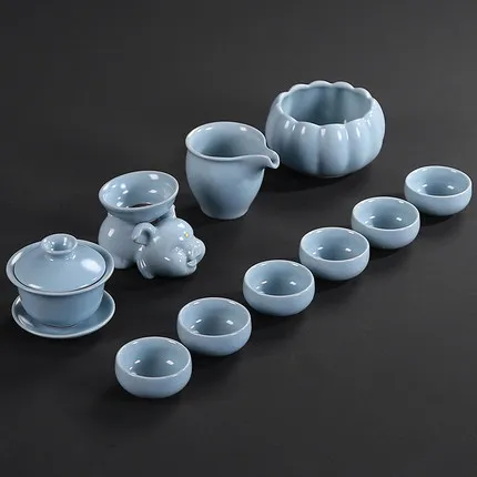 Бытовой керамический чайный поднос для печи, чайная чашка Gaiwan, чайная чашка, аксессуары для чайной церемонии, простой современный китайский чайный набор кунг-фу - Цвет: 05 Style Tea Set