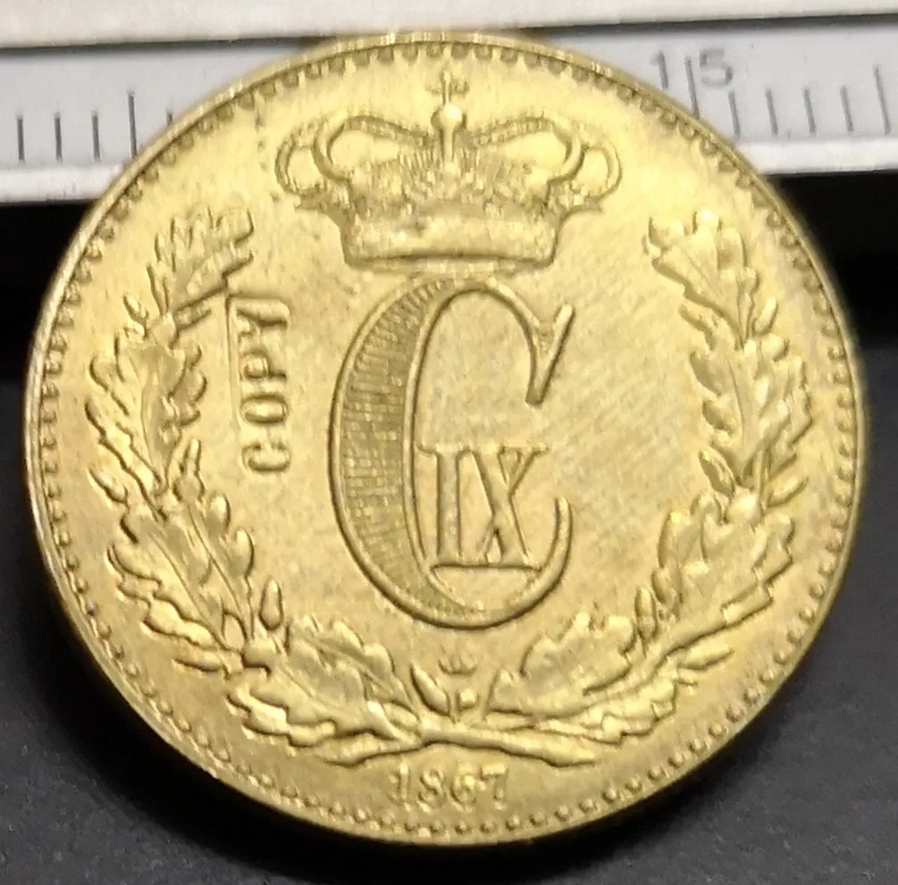 1867 Denmark 1 Skilling Rigsmont-Christian IX Bronze Copy Coin | Non-currency Coins