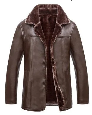 Мужская повседневная куртка из искусственной кожи на осень и зиму|Куртки