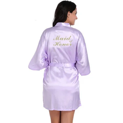 Maid of Honor Платье подружки невесты с золотыми буквами. Халаты невесты, пижамы, халат, ночная рубашка. Женское атласное свадебное кимоно, одежда для сна, готовая одежда - Цвет: Maid of Honor