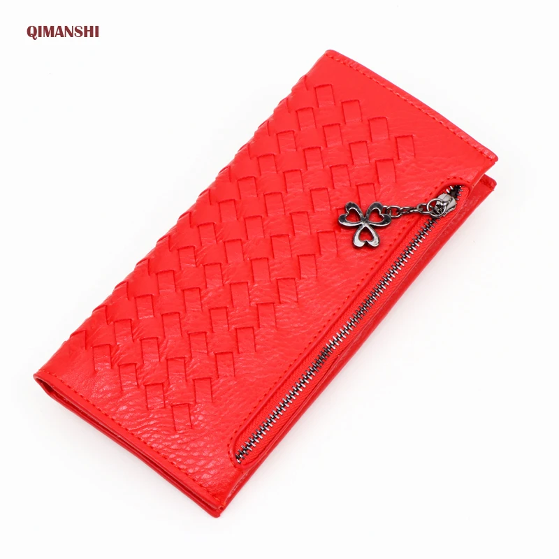 Кошелек QIMANSHI Женский длинный вязаный кошелек из искусственной кожи|leather wallet|leather