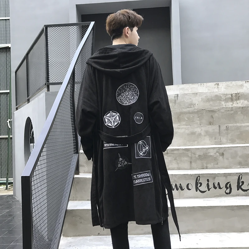 Новая мужская одежда M ~ 3XL 2019 модная Длинная ветровка с капюшоном свободная до