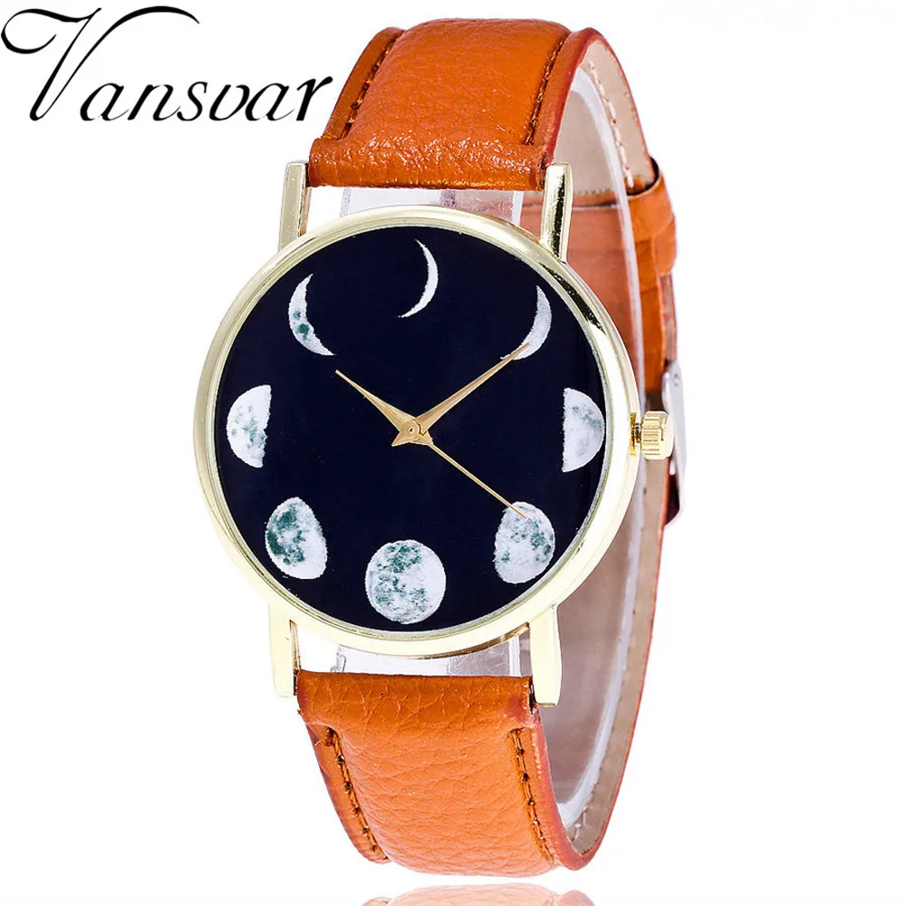Часы Vansvar Moon Starry sky с узором цвет Мужские и женские ремешок наручные часы Женские