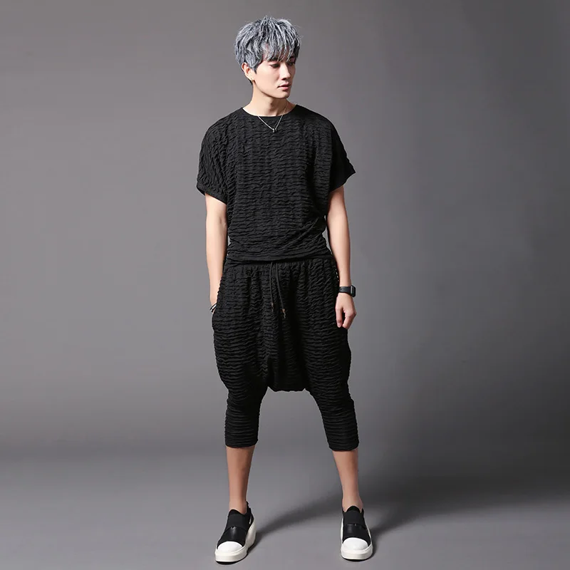 Брюки мужские винтажные для ночного клуба эластичные шаровары в стиле хип-хоп