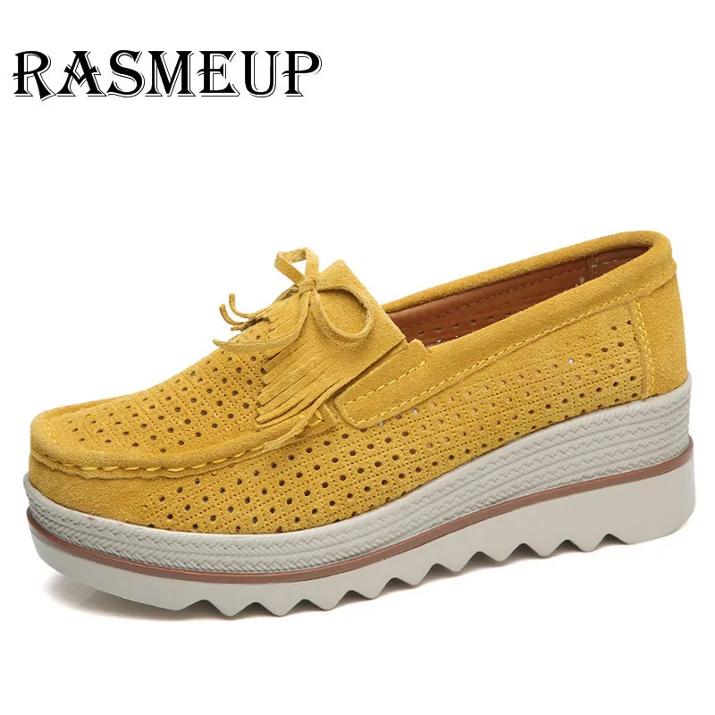 RASMEUP/женские кроссовки из натуральной замши на платформе Летняя женская обувь